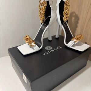 Versace White and Gold Chain Women's Heels